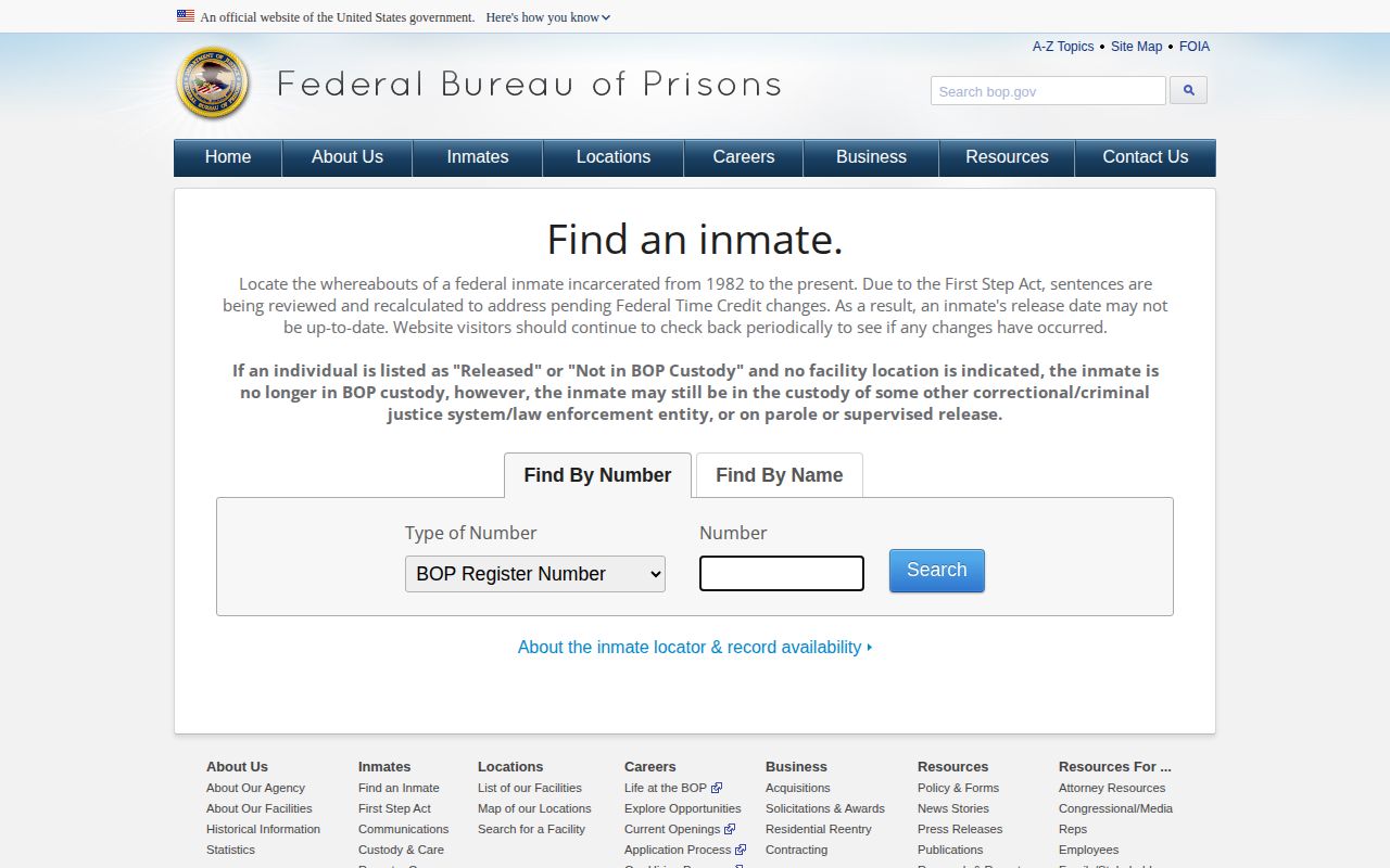 BOP locator used for federal releases connected to Missaukee County