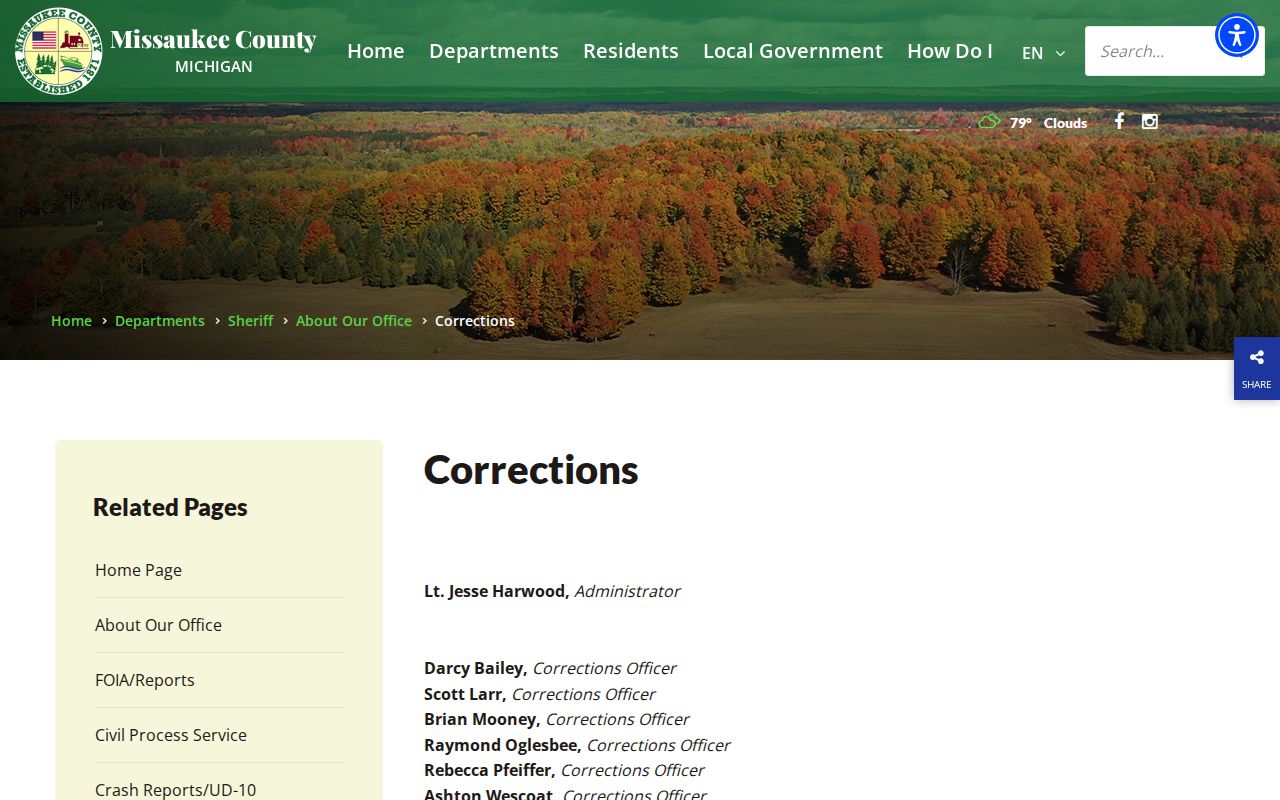 Missaukee County Jail release records and corrections operations page